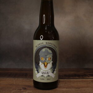 Photo de face d'une bouteille de bière Valki par la brasserie du Singe Savant