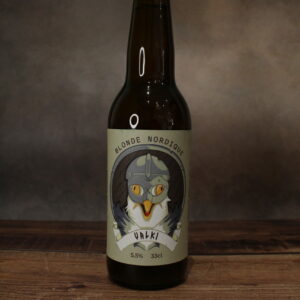 Photo de face d'une bouteille de bière Valki par la brasserie du Singe Savant