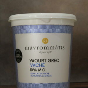 Photo de face d'un pot de 1kg de Yaourt Grec Mavrommatis